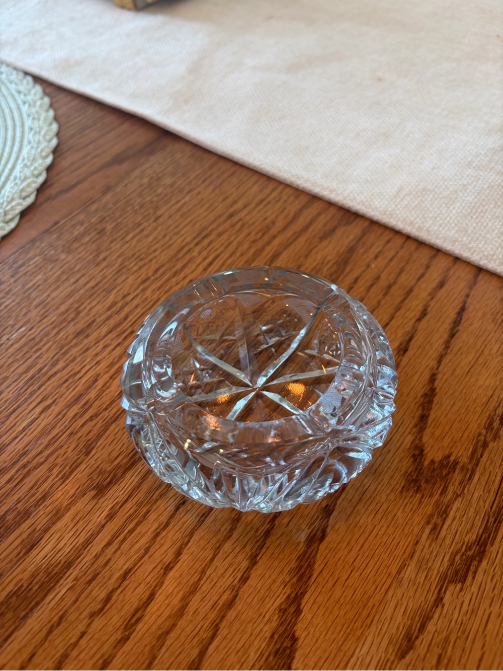 Clear Cut Glass Decorative Ash Tray